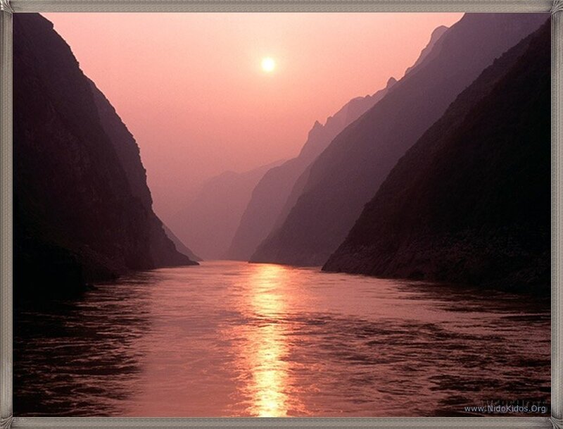 River Through Canyon at Sunset