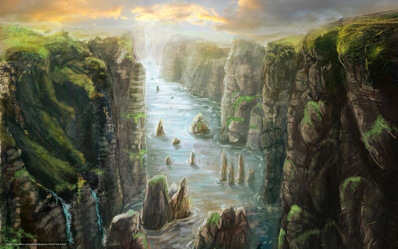 River Through Canyon — Green, Dramatic