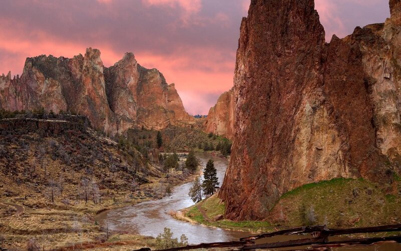 River Through Canyon — Pink, Dramatic