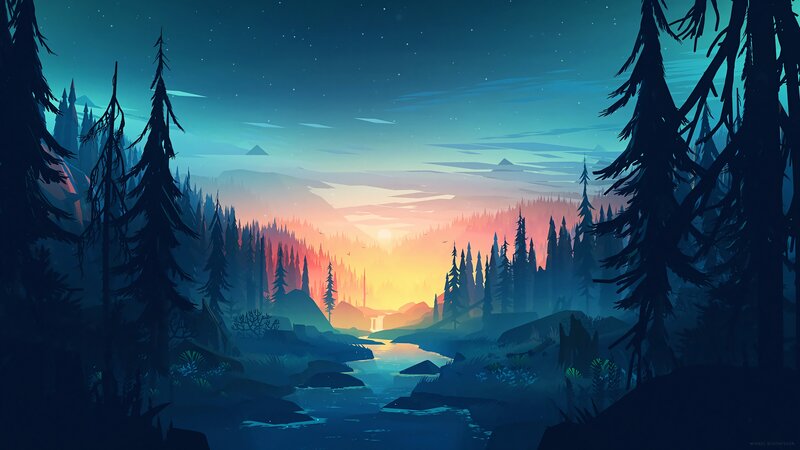 River Through Forest at Dusk