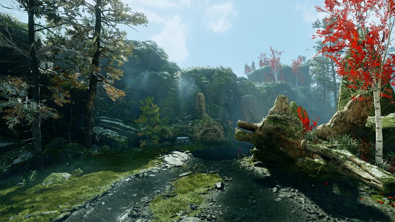 River Through Forest — Green, Serene, Autumn, 3d Render