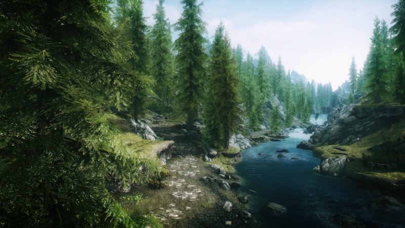 River Through Forest — Green, Serene, Morning, 3d Render