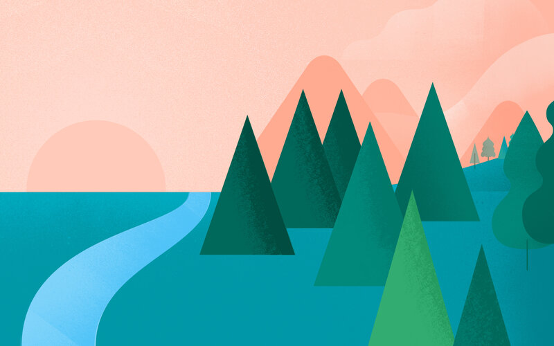 River Through Forest — Teal