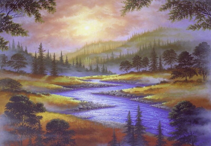 River Through Forest Valley