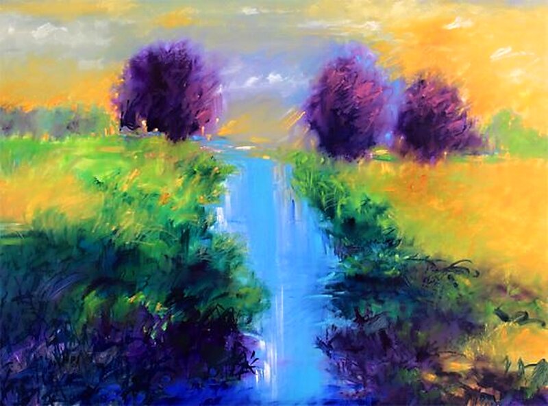 River Through Green Field