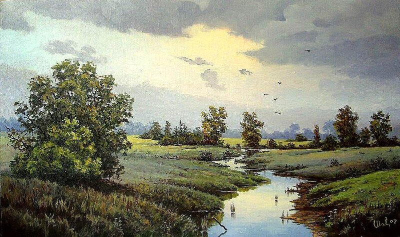 River Through Green Fields — Serene