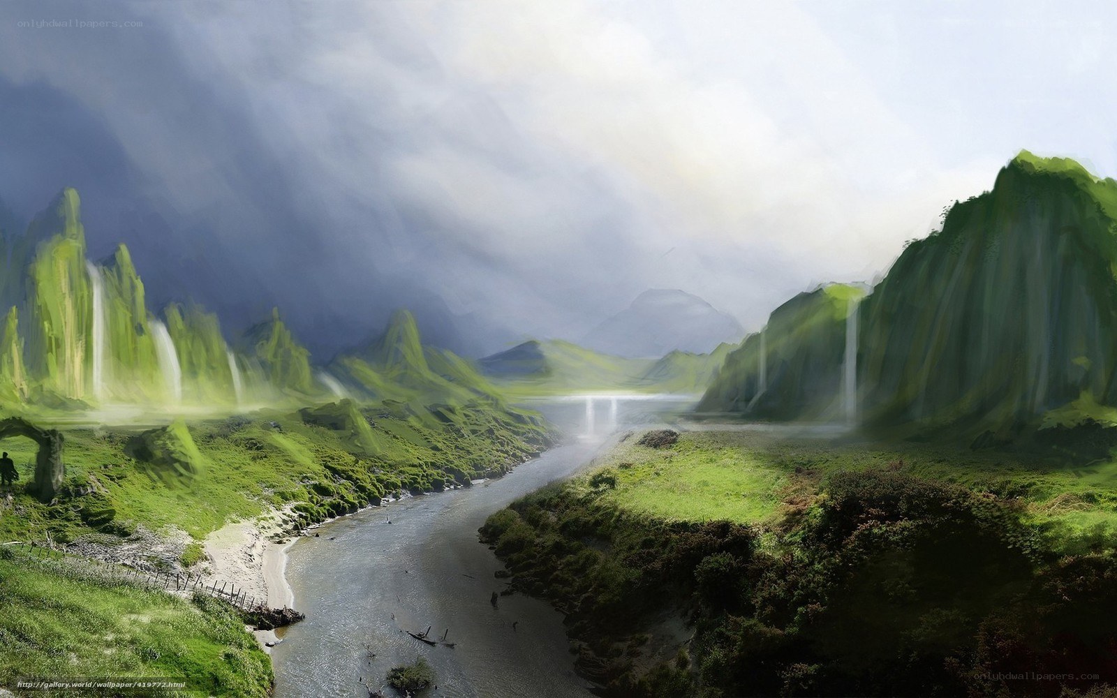 River through green mountains