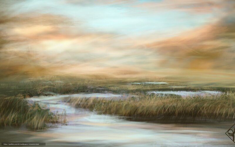 River Through Marshland — Brown, Serene