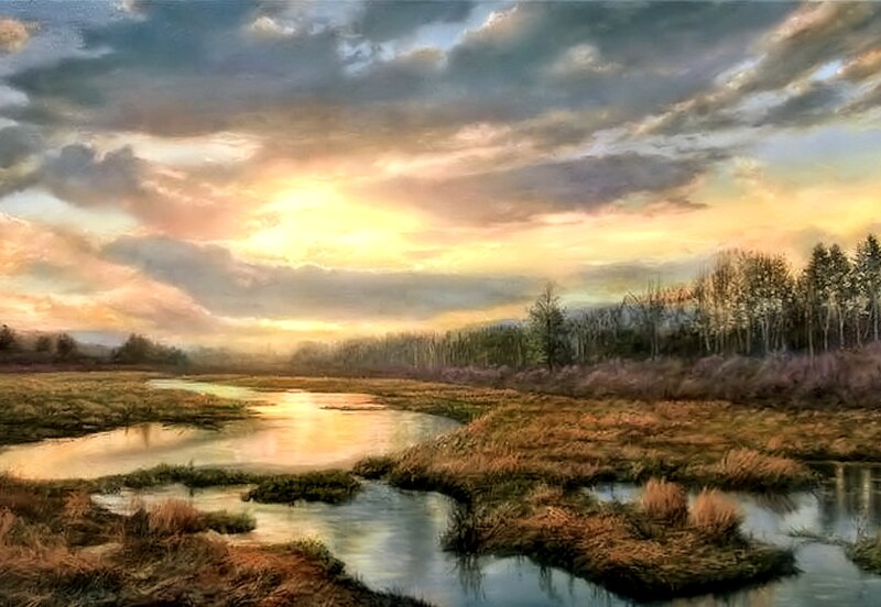 River Through Marshland — Yellow