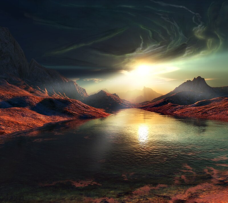 River Through Mountains