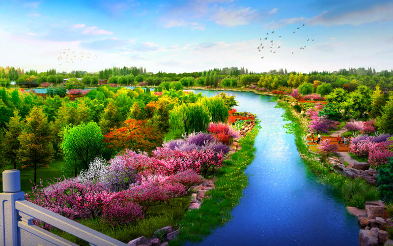 River Through Park