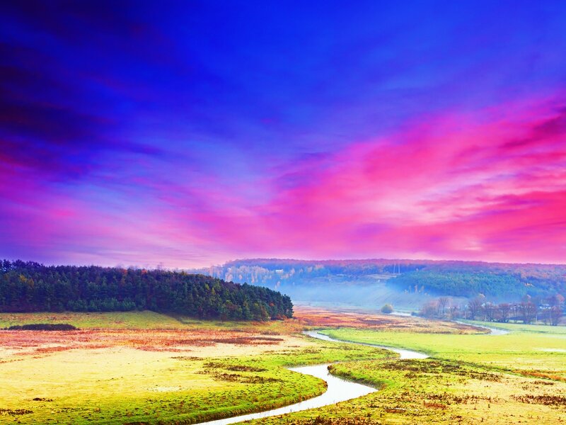 River Through Valley — Purple
