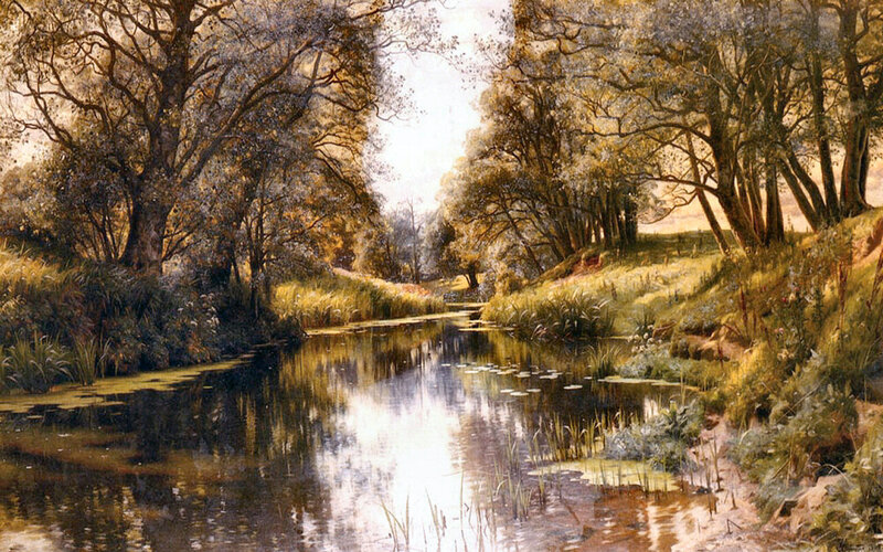 River Through Wooded Landscape — Green