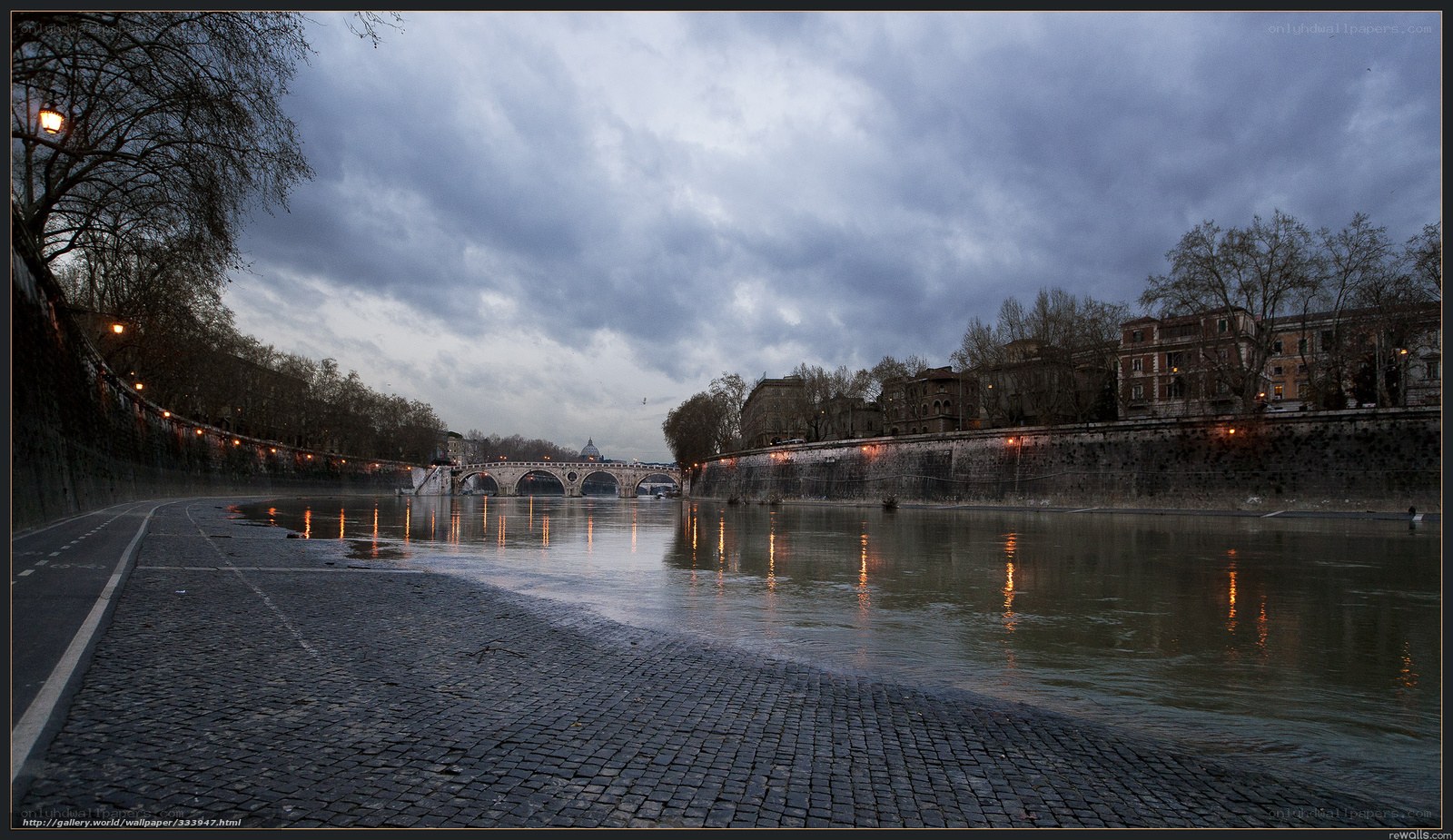 River Tiber at dusk in Rome