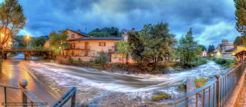 River town at dusk