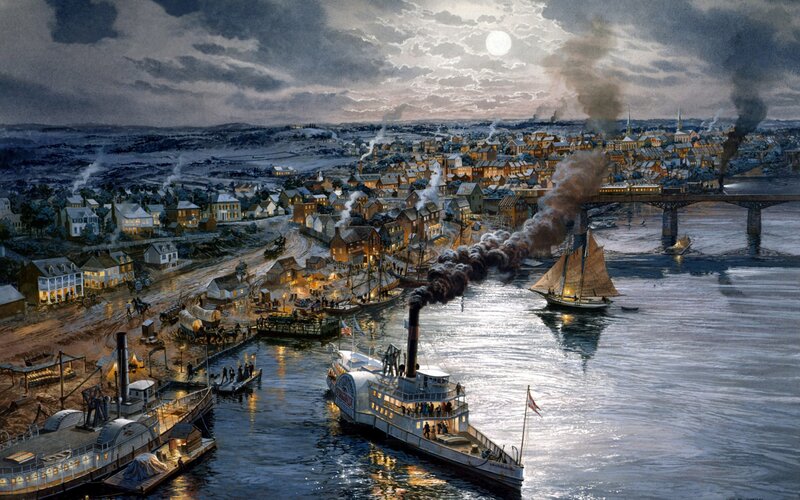 River Town at Night