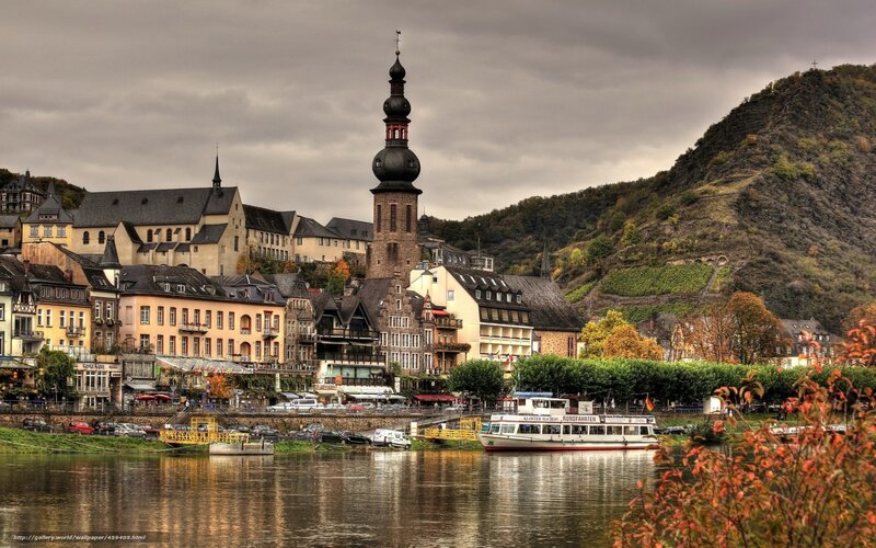 river town with church tower