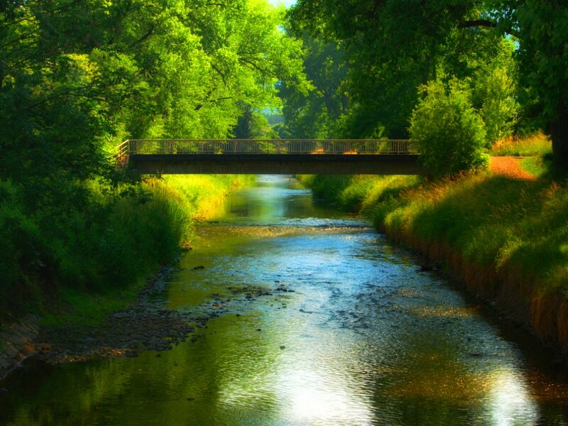 River under a Bridge — Green