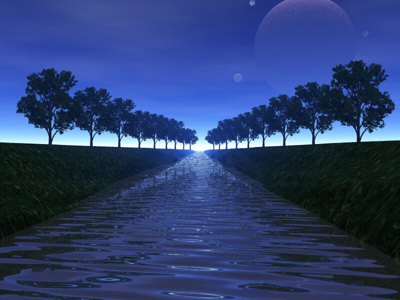 River under a surreal sky