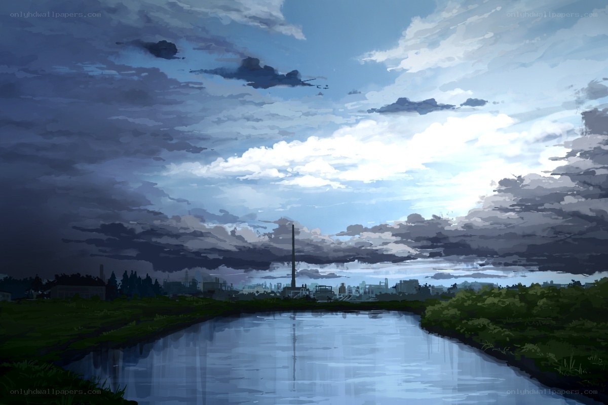River under cloudy sky