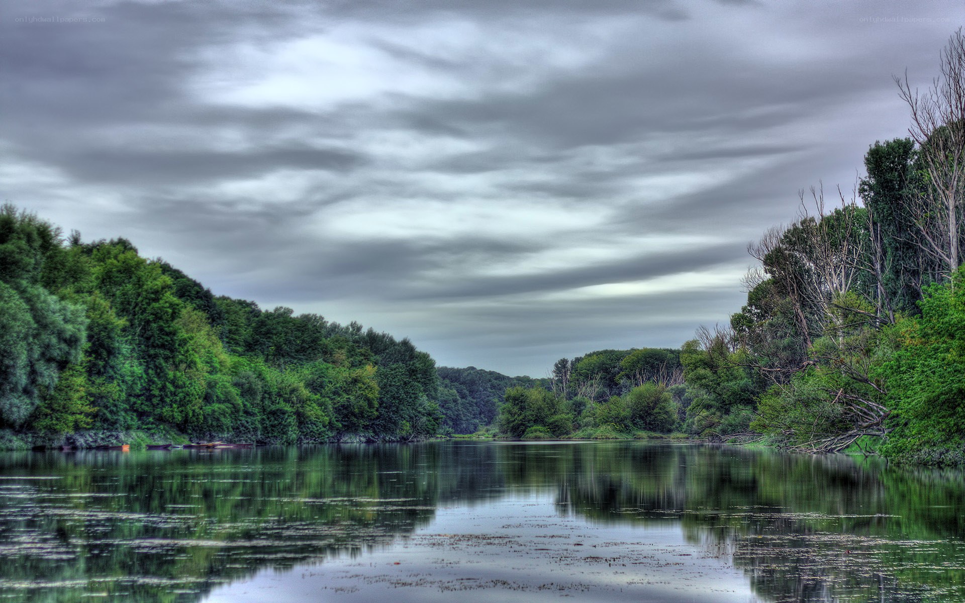 River under cloudy sky