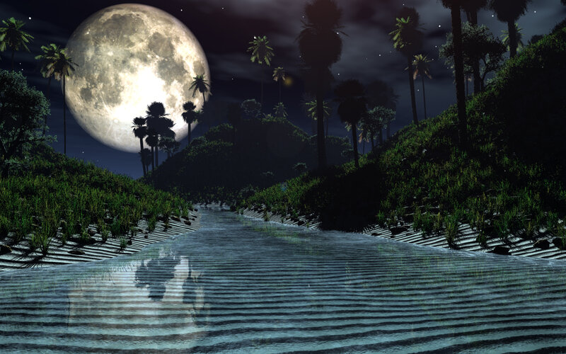 River under Full Moon