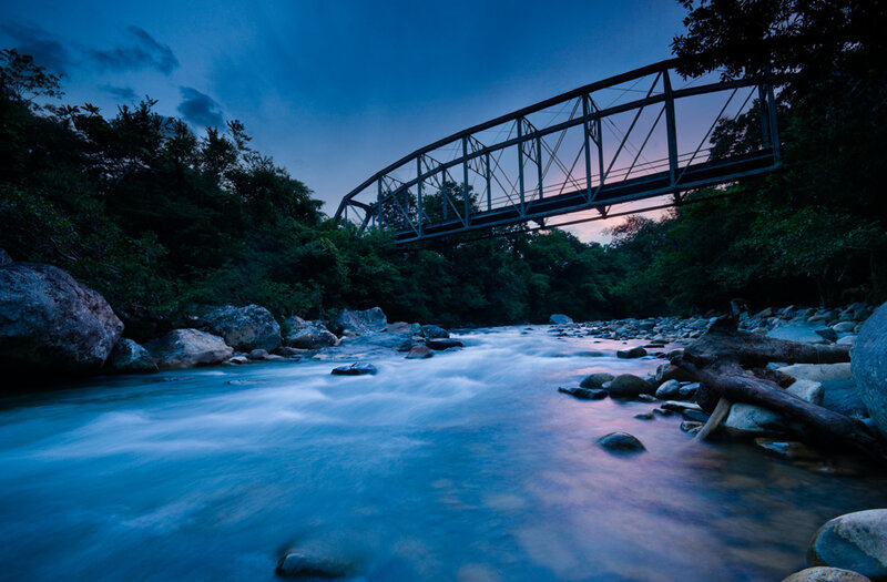 River under Metal Bridge