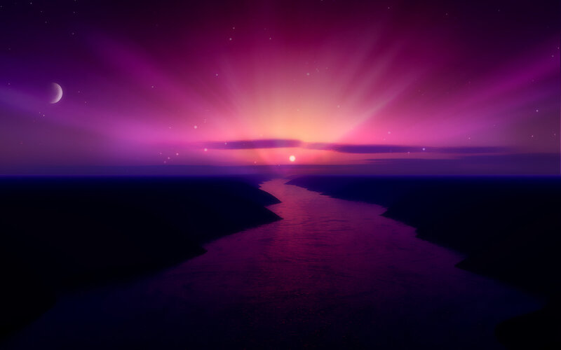 River under Purple Sky