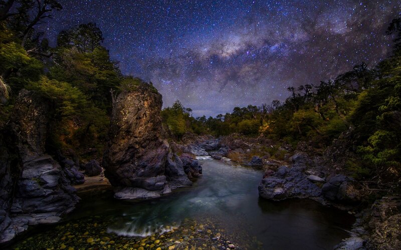 River under Starry Sky — Blue