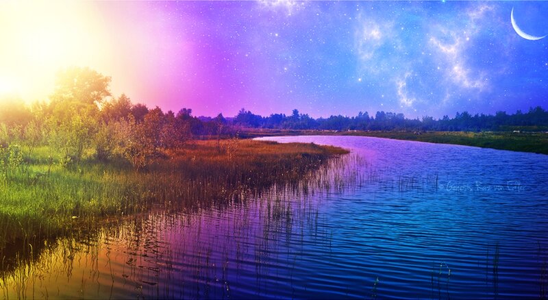 River under Starry Sky