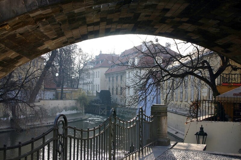 River under Stone Bridge — Brown