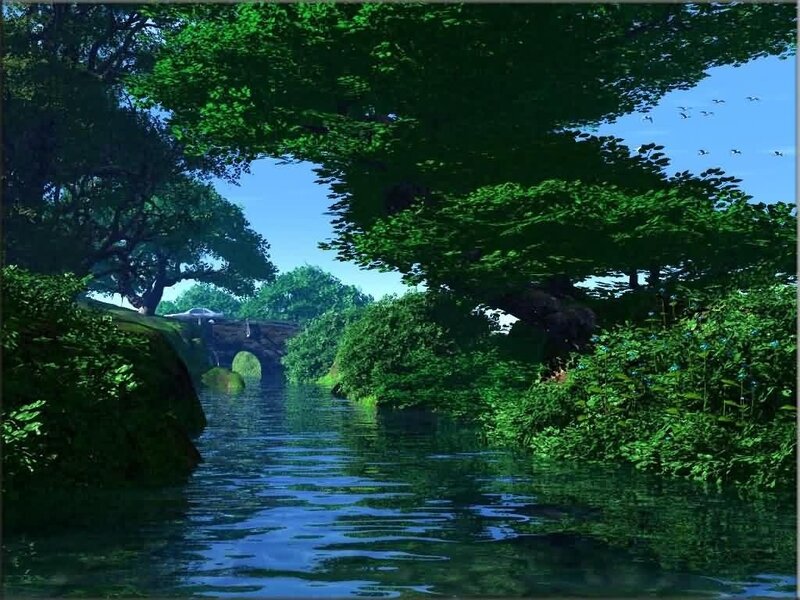 River under Stone Bridge — Green