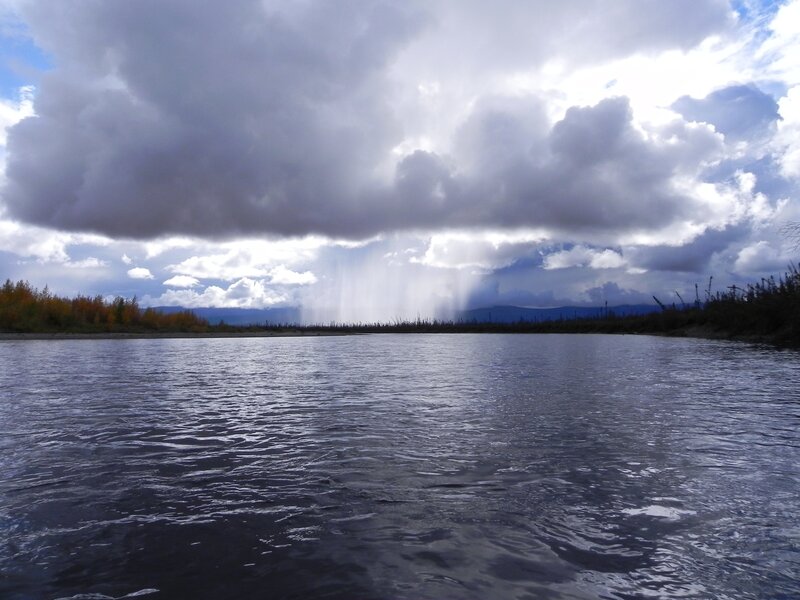 River under Storm Clouds — Gray