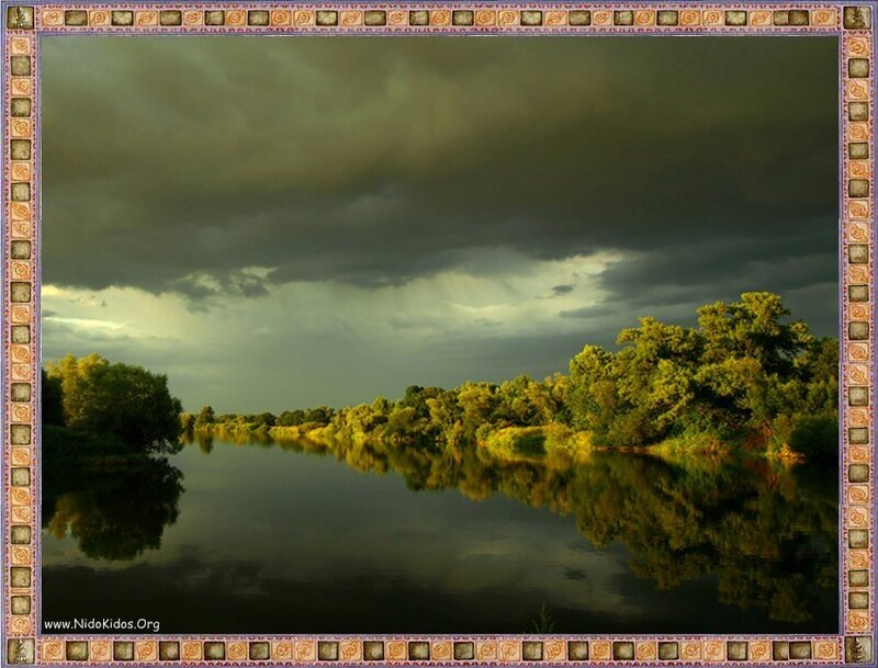 River under stormy sky