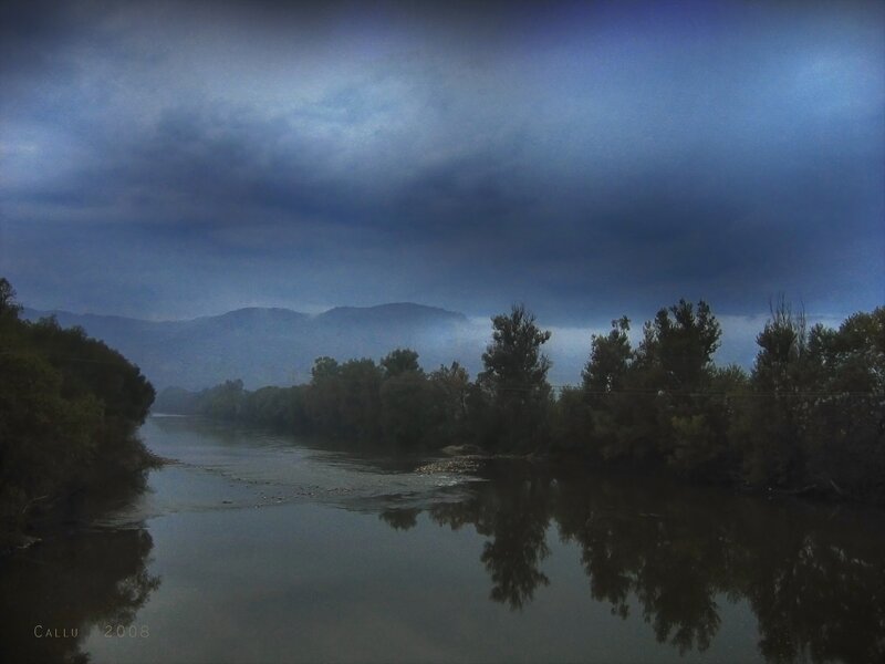 River under Stormy Sky — Blue, Dramatic, Night
