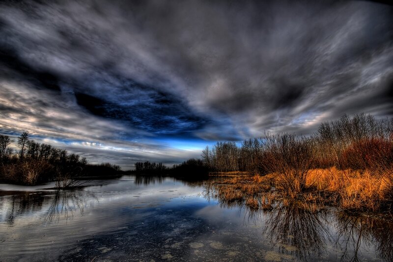 River under Stormy Sky — Blue