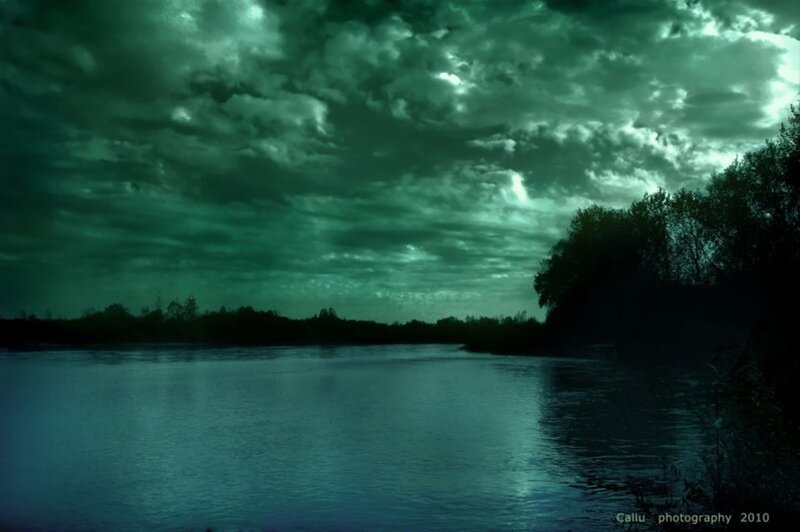 River under Stormy Sky — Green