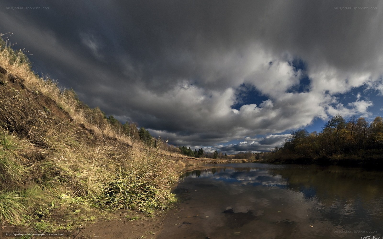 River under stormy sky