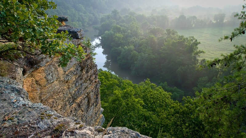 River valley at dawn from cliff