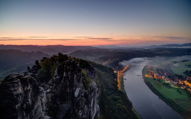 River Valley at Dawn — Orange, Serene