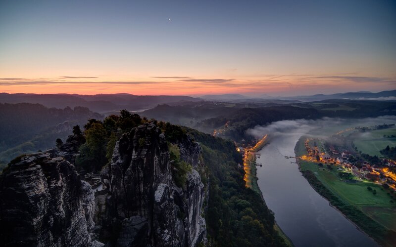 River Valley at Dawn — Orange