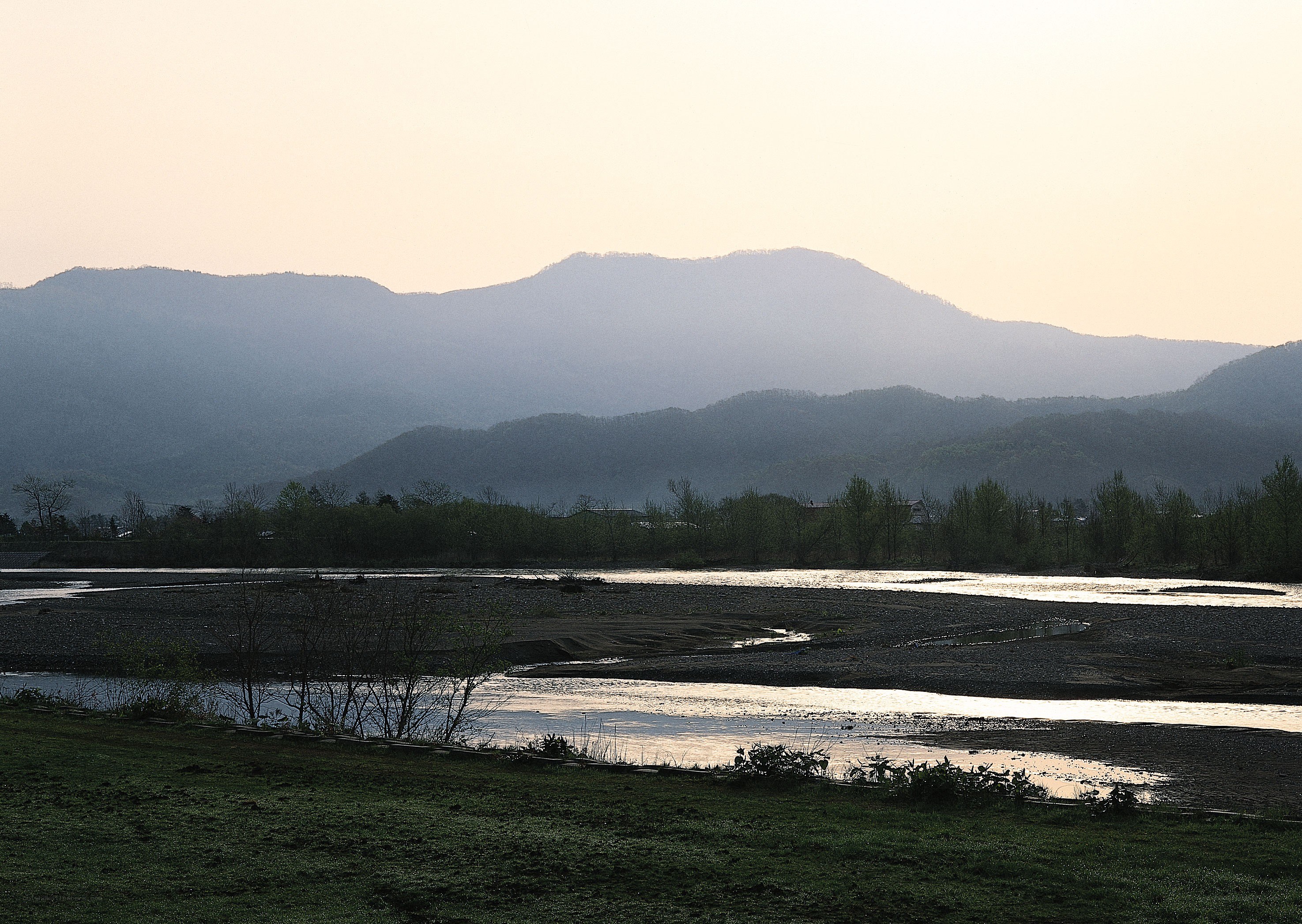 river valley at dusk