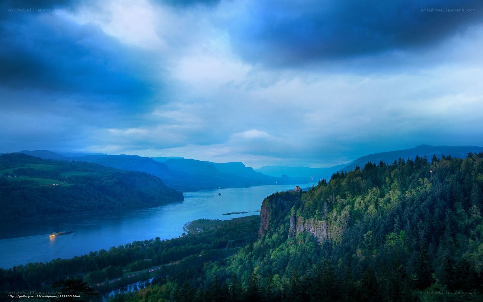river valley at dusk