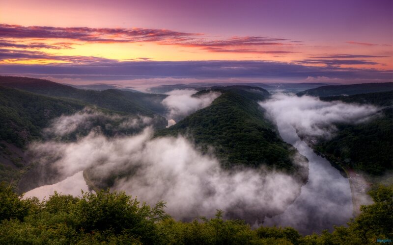 River Valley at Sunrise — Purple