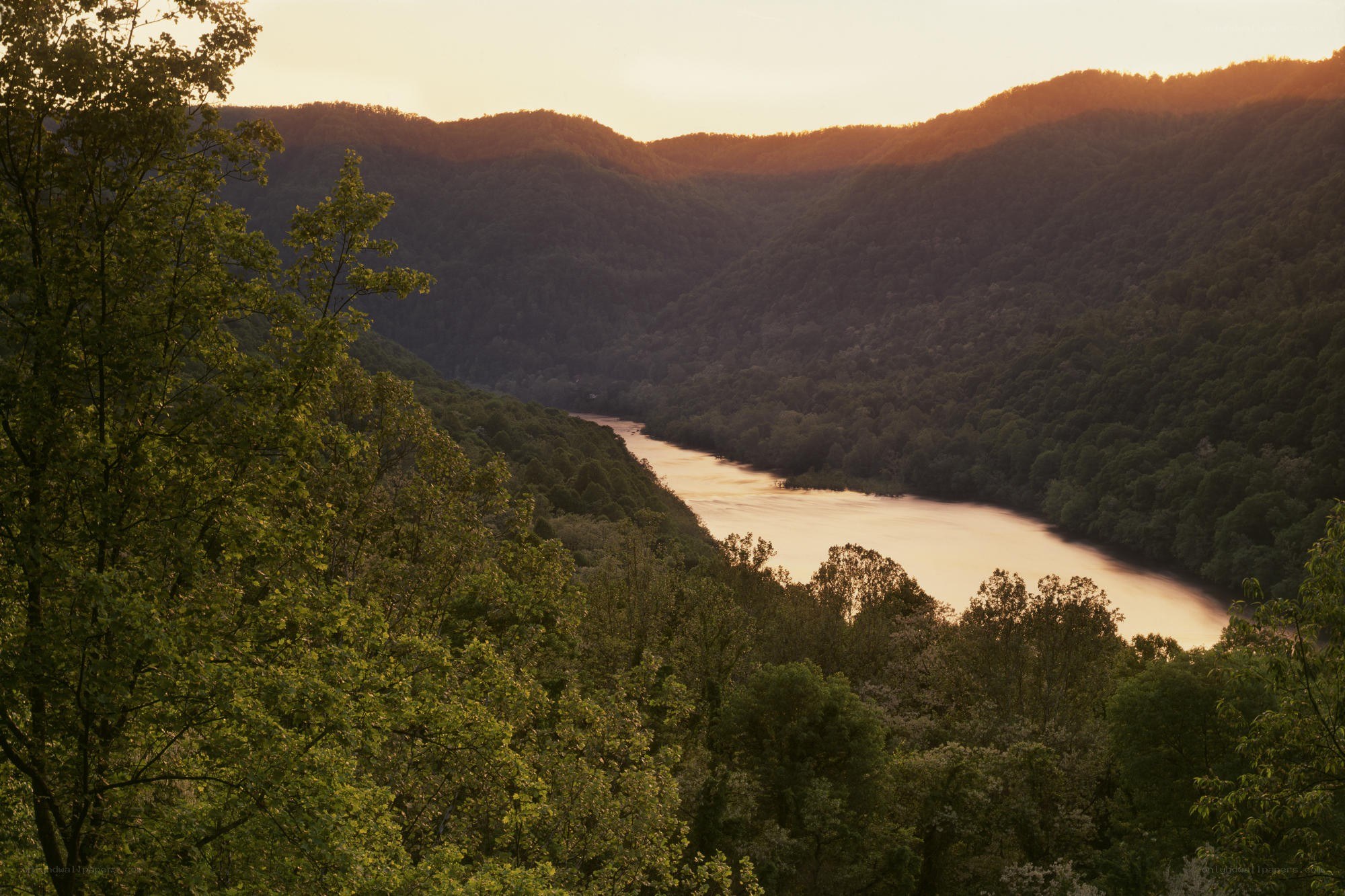 river valley at sunset