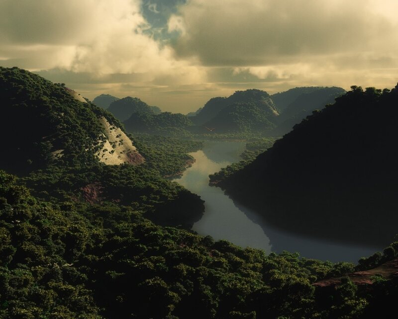 River valley at sunset