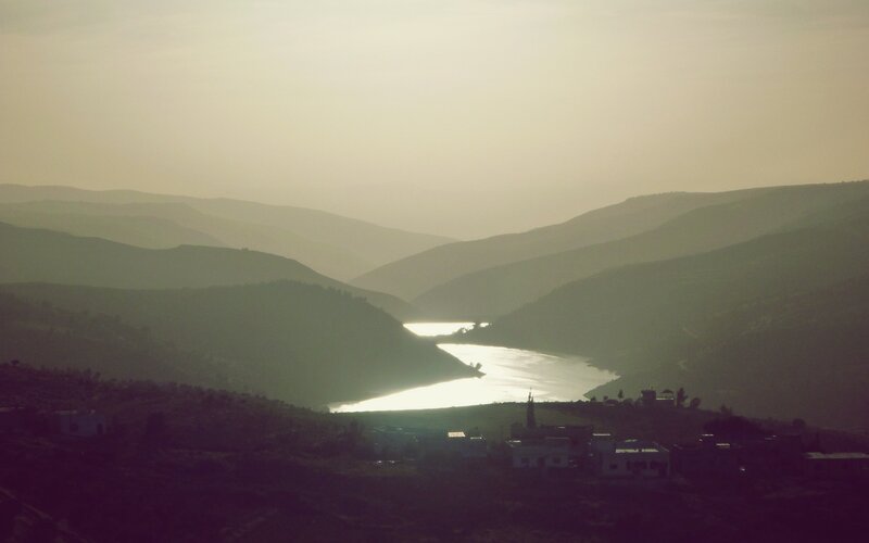 river valley at sunset