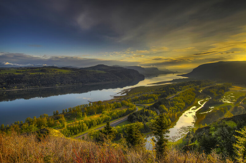River valley at sunset