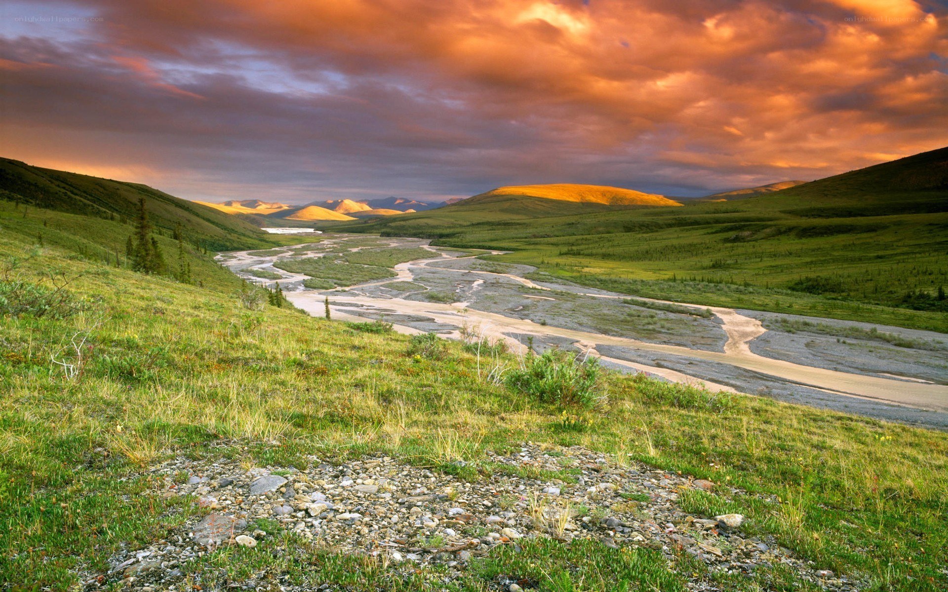 River valley at sunset