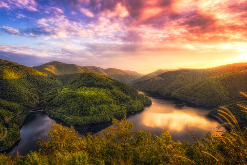 River Valley at Sunset — Green, Serene